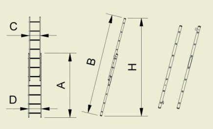 Žebřík dvoudílný výsuvný Forte - šířka 484 mm (7 modelů) - 2