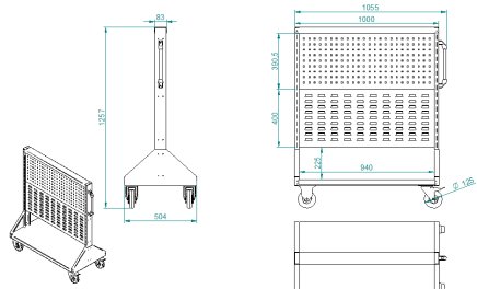 Perfostojan PSZ 21 B S1 oboustranný na kolečkách pro 4 panely - 5