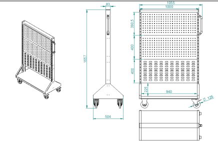 Perfostojan PSZ 22 B S1 oboustranný na kolečkách pro 6 panelů - 5
