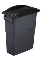 Víko na odpadkový koš EcoSort s výkyvnou klapkou - barva černá - 1