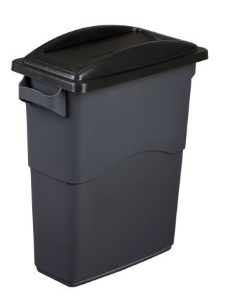 Víko na odpadkový koš EcoSort s výkyvnou klapkou - barva černá - 1