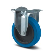 Pevné průmyslové kolo modré o ø 125 mm s uchycením plotýnkou
