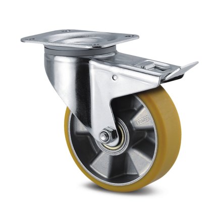 Přístrojové kolo hnědé o ø 160 mm s totální brzdou a uchycením plotýnkou - 1