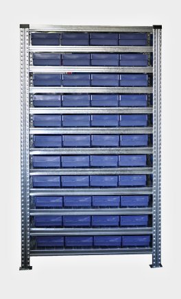 Regál s přepravkami 100 x 230 x 400 mm - 44 ks - 1