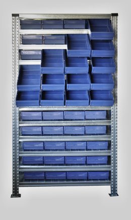 Regál s přepravkami 100 x 230 x 400 mm - 44 ks - 2