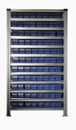 Regál s přepravkami 100 x 115 x 500 mm - 88 ks - 1