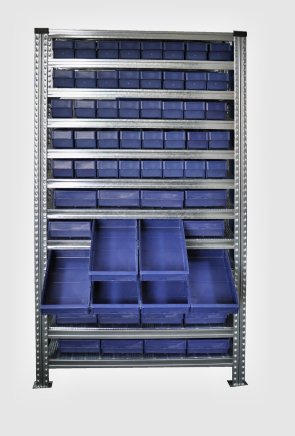 Regál s přepravkami 100 x 230 mm - 24 ks, 100 x 115 mm - 40 ks (4 modely) - 2