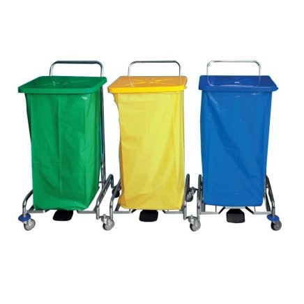 Vozík na třídění odpadu a prádla PEDALBAG III bez vaku - 1