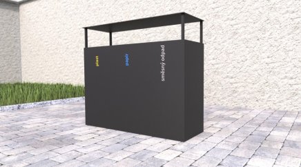 Venkovní koš se stříškou na tříděný odpad  Steel II - 2