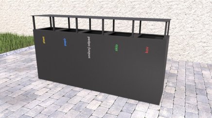 Venkovní koš se stříškou na tříděný odpad  Steel VI - 2