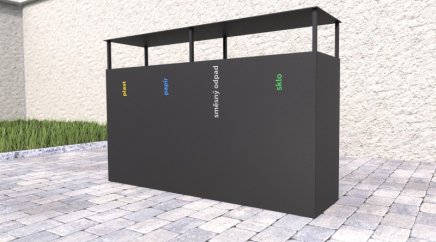 Venkovní koš se stříškou na tříděný odpad  Steel IV - 3