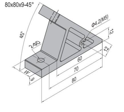 Úhelník 45°, 80x80x9 mm - 2