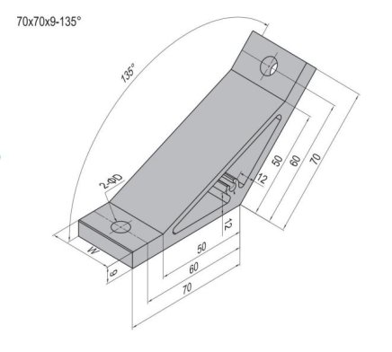 Úhelník 135°, 70x70x9 mm - 2