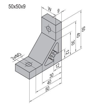 Úhelník 90°, 50x50x9 mm - 2