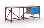 Dílenský stůl s kontejnerem se třemi zásuvkami šíře 2000 mm, 240405315 - 2