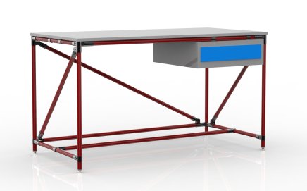 Dílenský stůl s kontejnerem s jednou zásuvkou šířky 1500 mm, 24040537 - 2