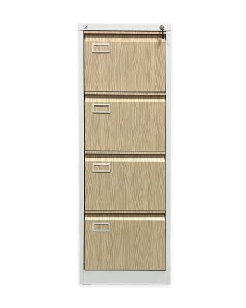 Čtyřzásuvková kartotéka V04 pro formát A4 bílá/imitace světlé dřevo - 1