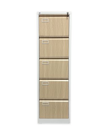 Pětizásuvková kartotéka V05 pro formát A4 bílá/imitace světlé dřevo - 2