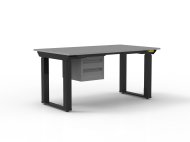 ESD Elektricky výškově stavitelný stůl s kontejnerem se dvěma zásuvkami