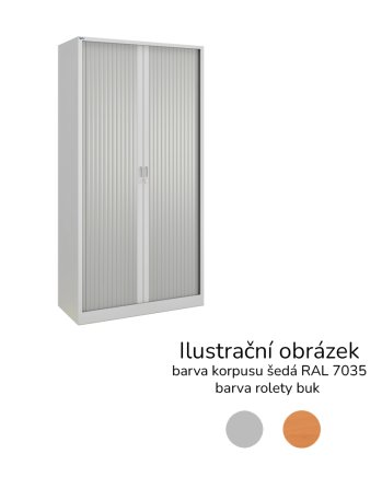 Policová roletová skříň 17123 barva šedá /buk - 1