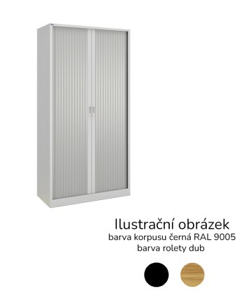 Policová roletová skříň 17123 barva černá /dub - 1