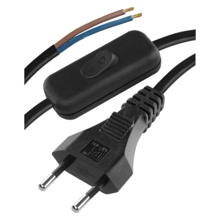 Napájecí kabel s vypínačem 2 m (2×0,75 mm²) – černý - 1