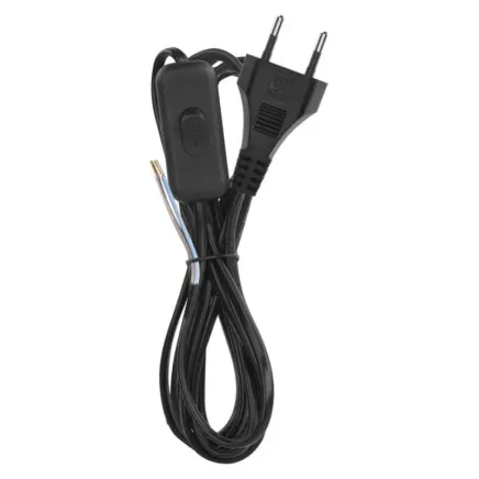 Napájecí kabel s vypínačem 2 m (2×0,75 mm²) – černý - 2