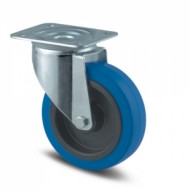 Otočné průmyslové kolo modré s uchycením plotýnkou (2 modely)
