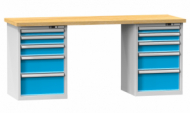 Dílenské stoly série O, šířka 2500, hloubka 700 nebo 800, výška 880 nebo 890 mm (6 modelů)