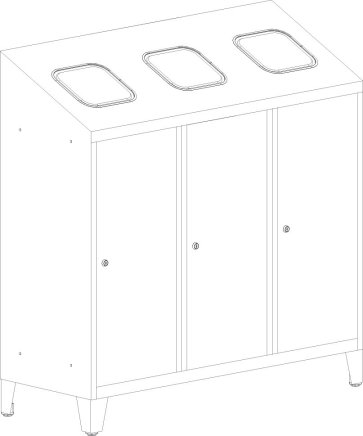 Odpadkový trojkoš na tříděný odpad MPO 03k - 3