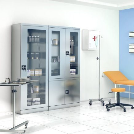 Nerezová skříň se skleněnými dveřmi SmlN 101 - 2