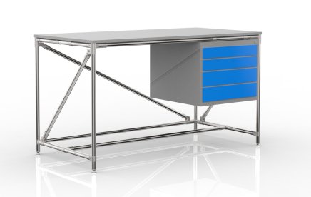 Dílenský stůl s kontejnerem se čtyřmi zásuvkami šíře 1500 mm, 240405310 - 4