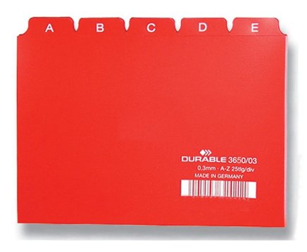 Plastový abecední rejstřík A5 3650-03, barva červená
