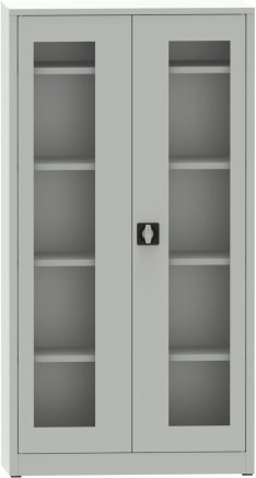 Spisová skříň kovová s prosklenými dveřmi plexisklem C2974H2 - 2