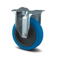 Pevné průmyslové kolo modré o ø 125 mm s uchycením plotýnkou