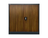 Plechová policová skříň s vloženými dveřmi C01B antracit/imitace tmavé dřevo