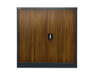 Plechová policová skříň s vloženými dveřmi C01B antracit/imitace tmavé dřevo