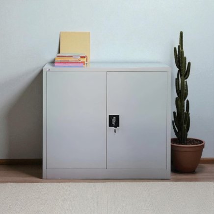 Plechová policová skříň s vloženými dveřmi C01B šedá - 3