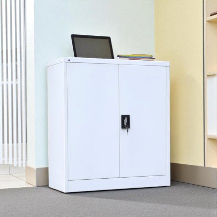 Plechová policová skříň s vloženými dveřmi C01B bílá - 5