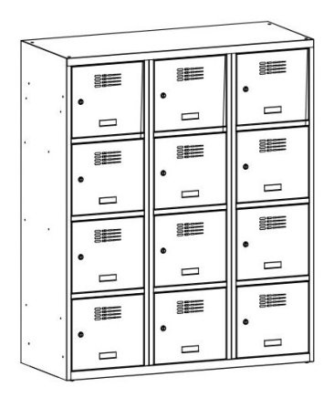Šatní skříň kovová se sníženou výškou MSum 434S šířka 1200 mm