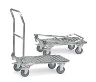 Plošinové vozíky z hliníku se sklápěcí rukojetí KW (2 modely)