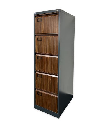 Pětizásuvková kartotéka V05 pro formát A4 antracit/imitace tmavé dřevo - 2