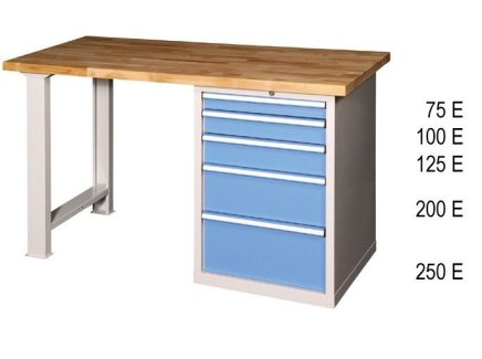 Dílenské stoly série H, šířka 2500, hloubka 700 nebo 800, výška 880 nebo 890 mm (6 modelů) - 2
