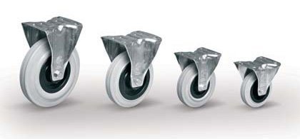 Kolo šedá guma, průměr 100 mm, otočné s brzdou - 3