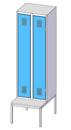 Šatní skříňka dvoudveřová s lavicí XS52B-17 - 5