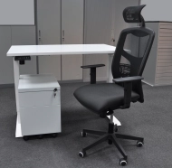 Výškově stavitelný stůl s kontejnerem a židlí EO16_56202_York