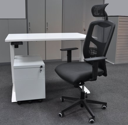 Výškově stavitelný stůl s kontejnerem a židlí EO16_56202_York