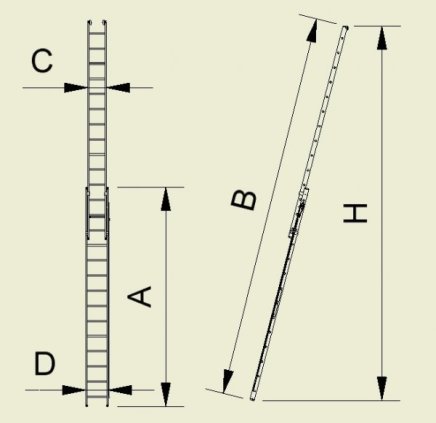 Žebřík dvoudílný výsuvný Forte s lanem - šířka 412 mm 8318 - 2