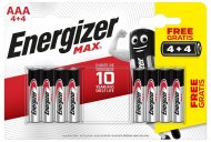 Baterie alkalické Energizer MAX AA (sada 4 ks + 4 zdarma)