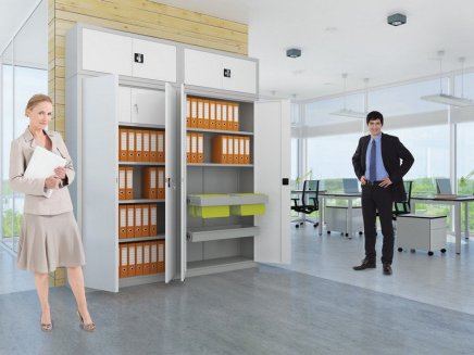 Spisová skříň kovová SBM 202 M s nástavcem SBM 402 M - 5